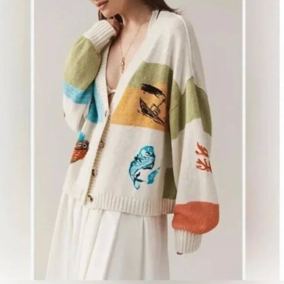 Anthropologie Pilcro Graphic Cardigan Sweater size M - Picture 3 of 10